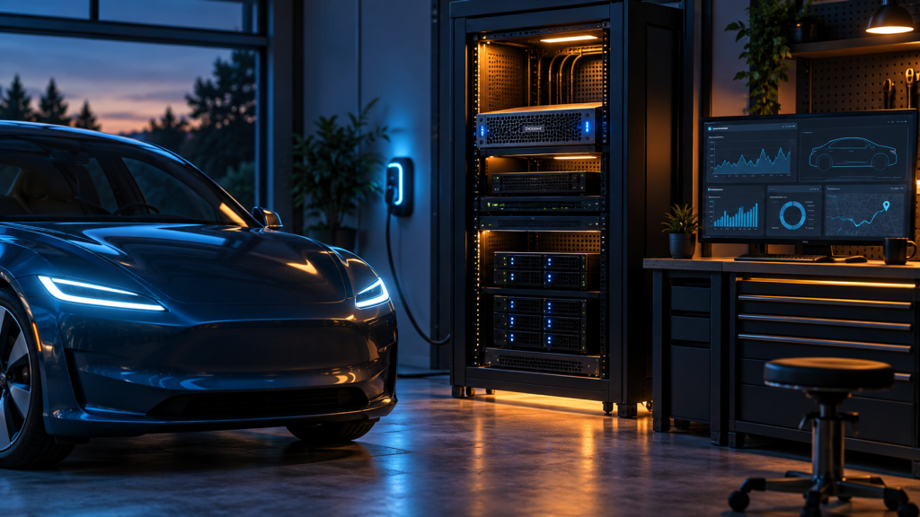 TeslaLogger in einem Proxmox-Homelab mit Elektroauto und lokalen Dashboards
